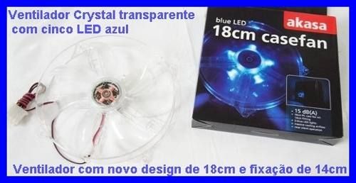 VENTILADOR PARA GABINETE 18CM COM LED AZUL AKASA AK-F1825SM-